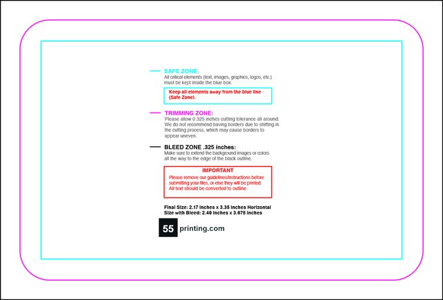 Businesscard 2.17inx3.35in H Round Front guideline preview