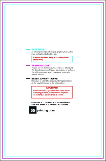Businesscard 2.17inx3.35in V Front guideline preview