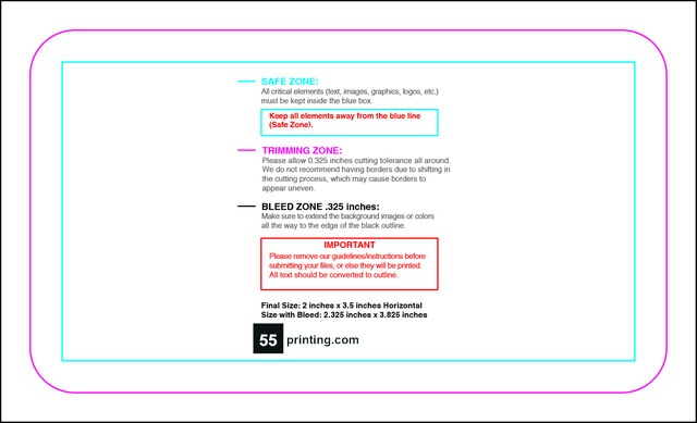 Businesscard 2inx3.5in H Round Front guideline preview