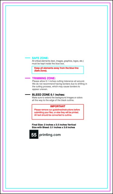 Businesscard 2inx3.5in V Front guideline template 2" × 3.5" JPG