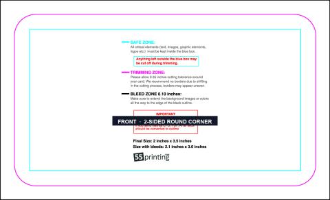 Businesscard 2inx3.5in V Round Front guideline preview