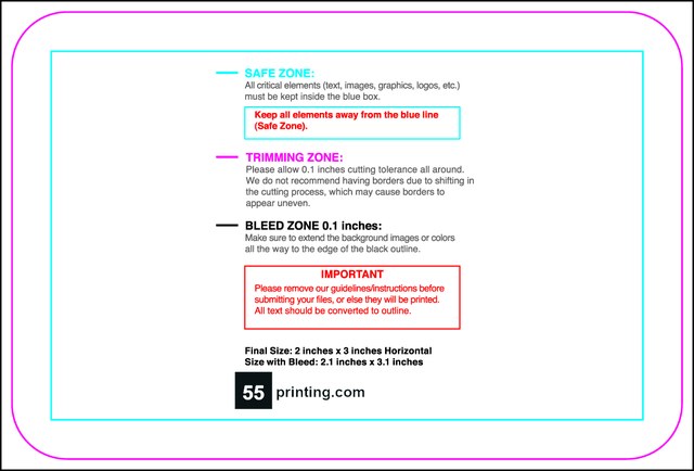 Businesscard 2inx3in H Round Front guideline preview