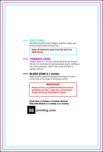 Businesscard 2inx3in V Front guideline preview