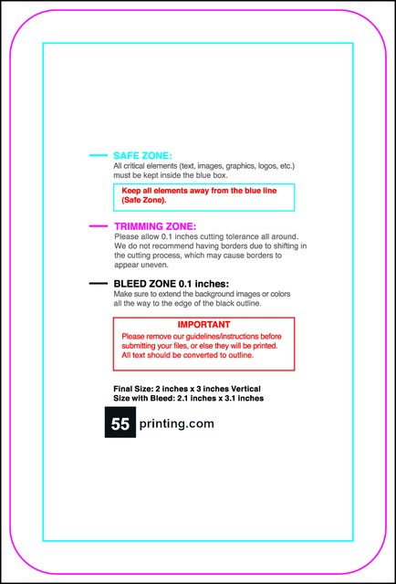 Businesscard 2inx3in V Round Front guideline preview