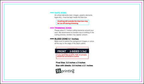 Businesscard 3.5inx2in Front guideline preview