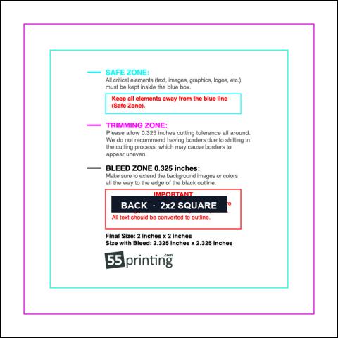 Specialty Shapes 2inx2in Square Back guideline preview