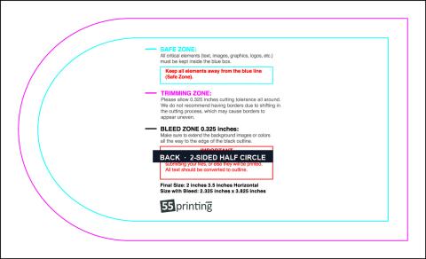 Specialty Shapes 2inx3.5in H Half Circle Back 2sided guideline preview