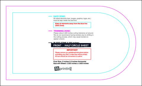Specialty Shapes 2inx3.5in H Half Circle Front Extra guideline preview