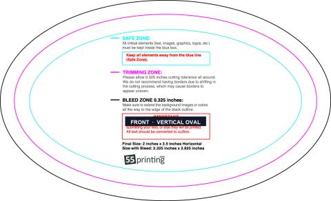 Specialty Shapes 2inx3.5in H Oval Front V guideline preview