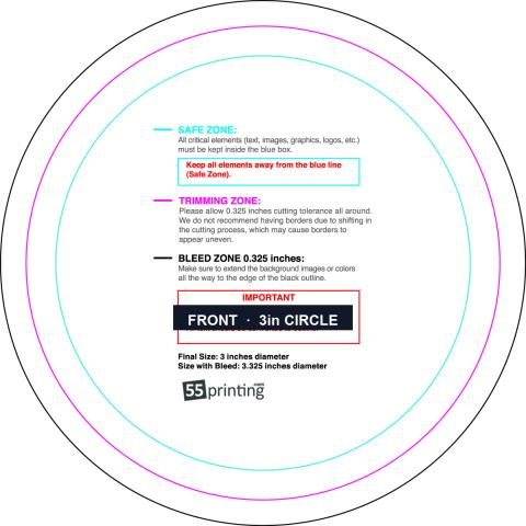 Specialty Shapes 3in Circle Front guideline preview