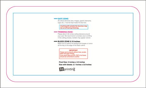 Businesscard 2inx3.5in V Round guideline preview