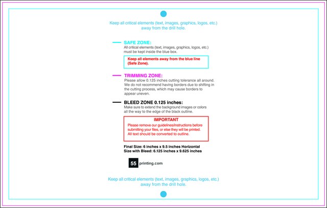 Calendar 6inx9.5in Front guideline template 6" × 9.5" JPG