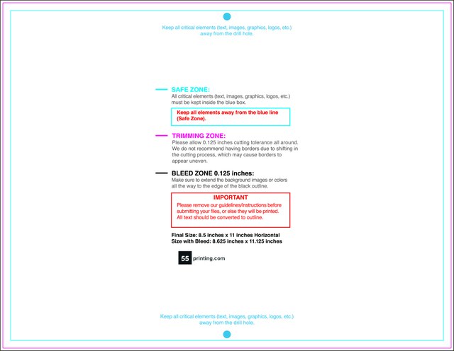 Calendar 8.5inx11in Front guideline preview