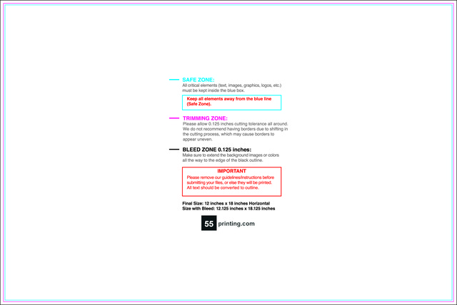 55printing Carmagnets 12inx18in H Front Download Template Guideline - Car Magnets