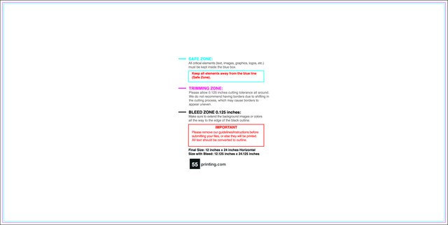 55printing Carmagnets 12inx24in H Front Download Template Guideline - Car Magnets