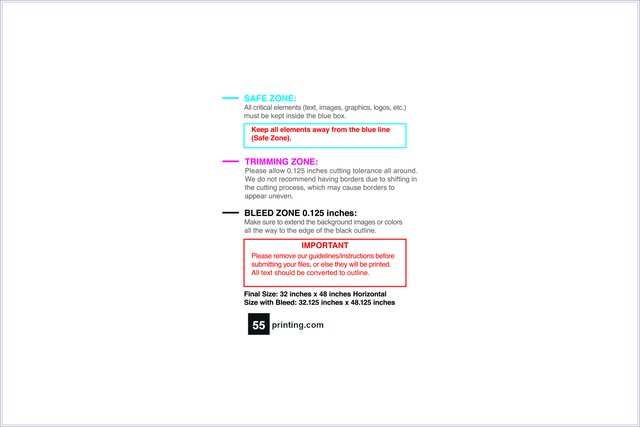 55printing Carmagnets 32inx48in H Single Front Download Template Guideline - Car Magnets