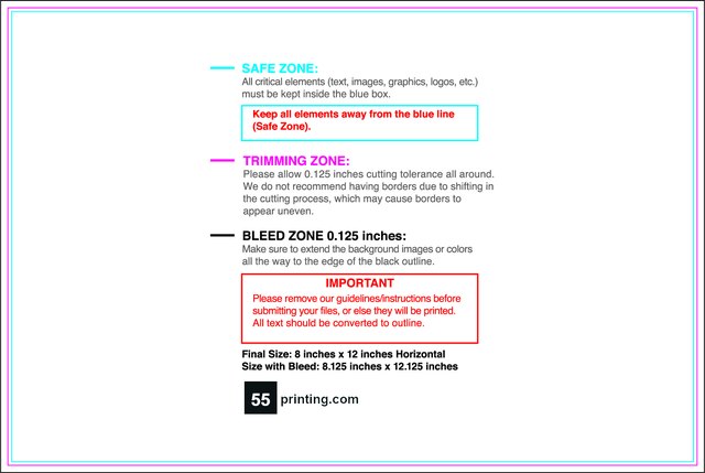 55printing Carmagnets 8inx12in H Front Download Template Guideline - Car Magnets