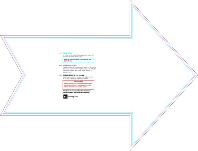 55printing Carmagnets Arrow 18inx24in R Front Download Template Guideline - Car Magnets