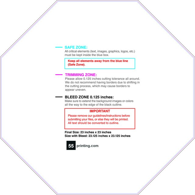 55printing Carmagnets Octagon 23inx23in Front Download Template Guideline - Car Magnets