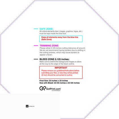 55printing Carmagnets Octagon 23inx23in Download Template Guideline - Car Magnets
