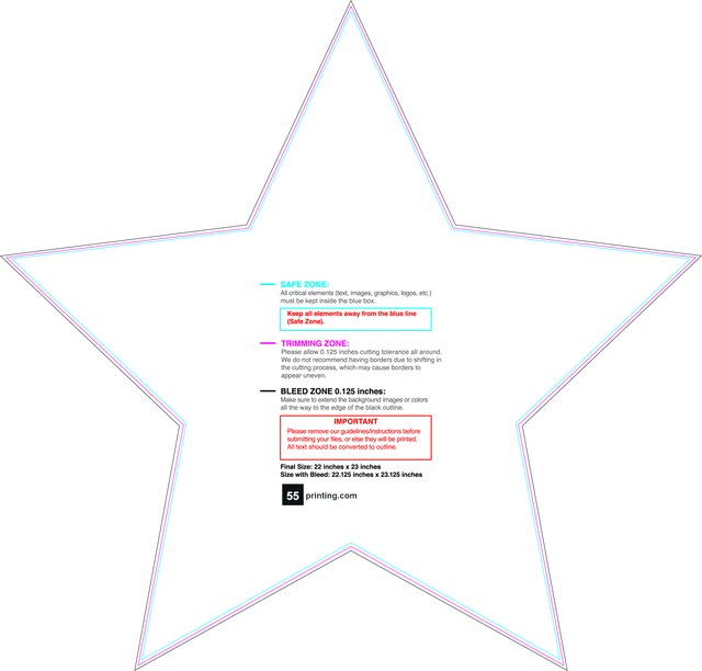 55printing Carmagnets Star 22inx23in Front Download Template Guideline - Car Magnets