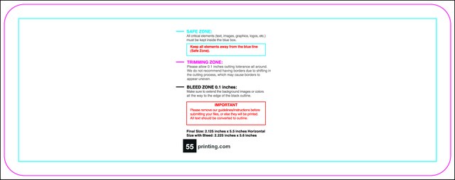 Clubflyer 2.125inx5.5in H Round Front guideline preview