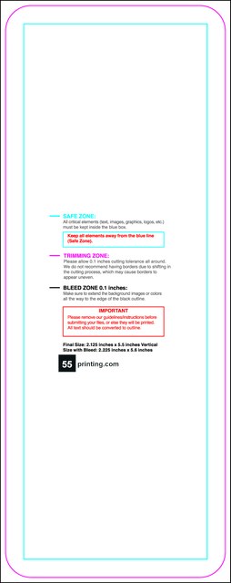 Clubflyer 2.125inx5.5in V Round Front guideline preview