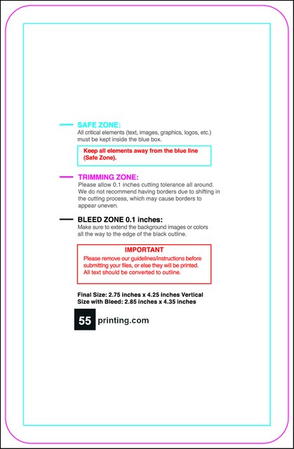 Clubflyer 2.75inx4.25in V Round Front guideline preview