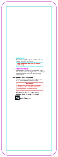 Clubflyer 2inx5.5in V Round Front guideline template 2" × 5.5" JPG