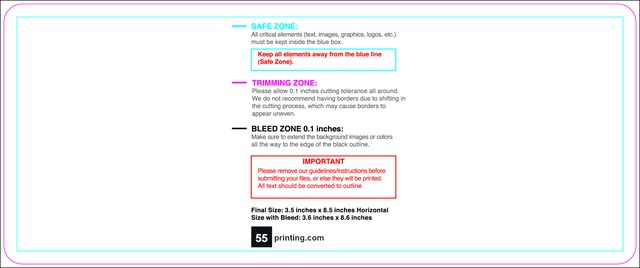 Clubflyer 3.5inx8.5in H Round Front guideline template 3.5" × 8.5" JPG