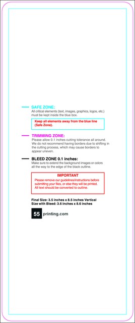 Clubflyer 3.5inx8.5in V Round Front guideline preview