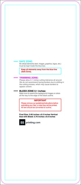 Clubflyer 3.66inx8.5in V Round Front guideline preview