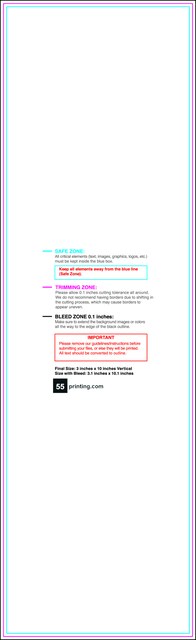 Clubflyer 3inx10in V Front guideline preview