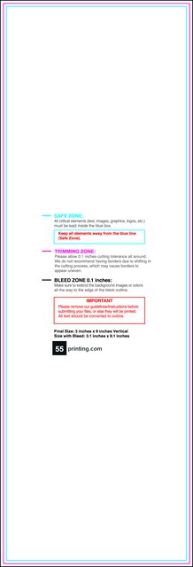 Clubflyer 3inx9in V Front guideline preview