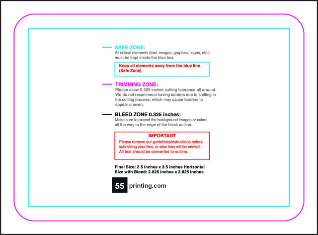 Collectorscard 2.5inx3.5in H Round Front guideline preview