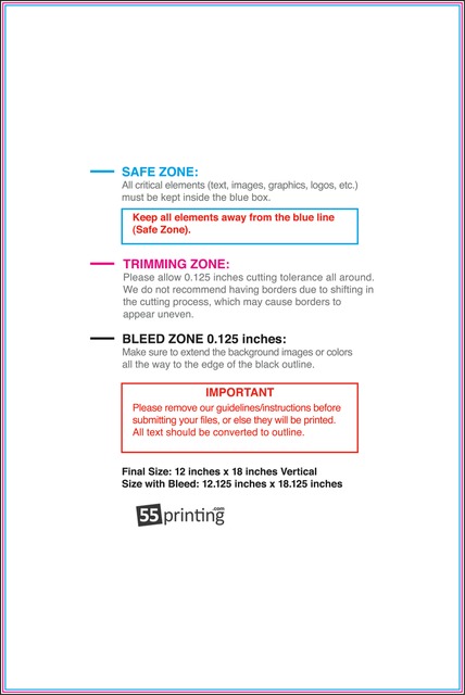55printing Color Copy 12inx18in V Front Download Template Guideline - Color Copies