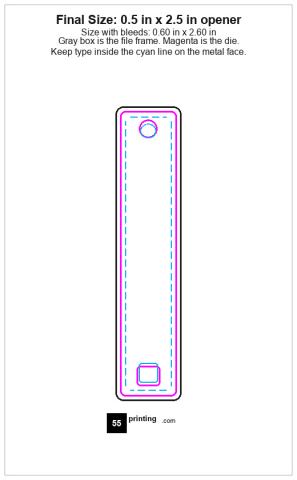 Keychain Opener 0.5inx2.5in guideline preview
