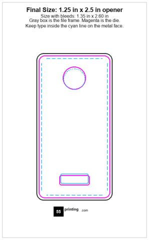 Keychain Opener 1.25inx2.5in guideline preview