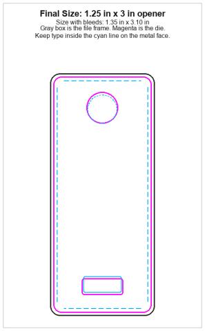 Keychain Opener 1.25inx3in guideline preview