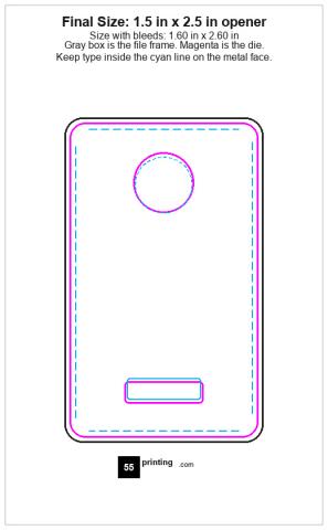 Keychain Opener 1.5inx2.5in guideline preview