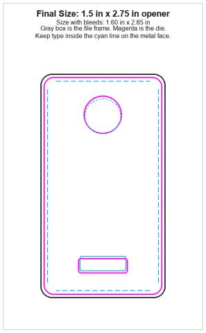 Keychain Opener 1.5inx2.75in guideline preview
