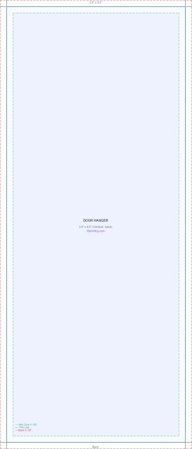 Doorhanger 3.5inx8.5in V Back guideline preview