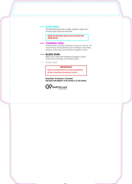Envelope 10inx13in Booklet Front guideline preview