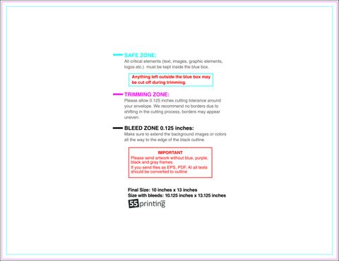 Envelope 10inx13in Booklet guideline preview