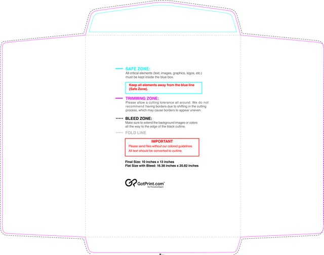 Envelope 10inx13in Catalog Front guideline template 10" × 13" JPG