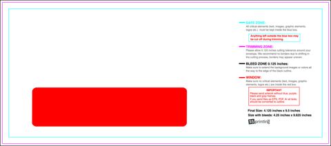 Envelope 4.125inx9.5in Front Window guideline preview