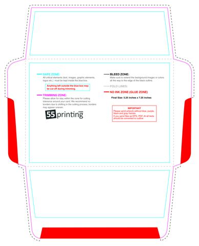 Envelope 5.25inx7.25in 4 4 guideline preview
