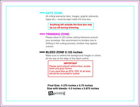 Envelope 5.75inx4.375in Front guideline preview