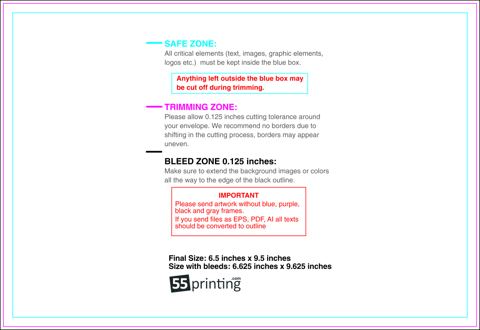 Envelope 6.5inx9.5in Booklet guideline preview
