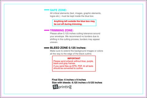 Envelope 6inx9in Booklet guideline preview